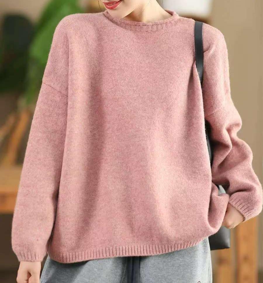 Loose Autumn Winter Fleece Warm Knitted Sweater