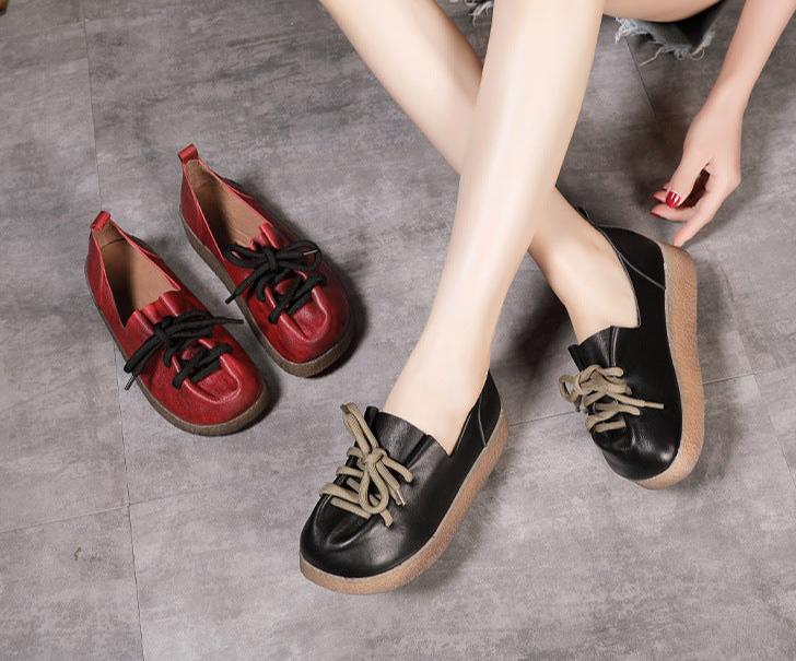 Babakud Women Platform Lace Up Leather Shoes