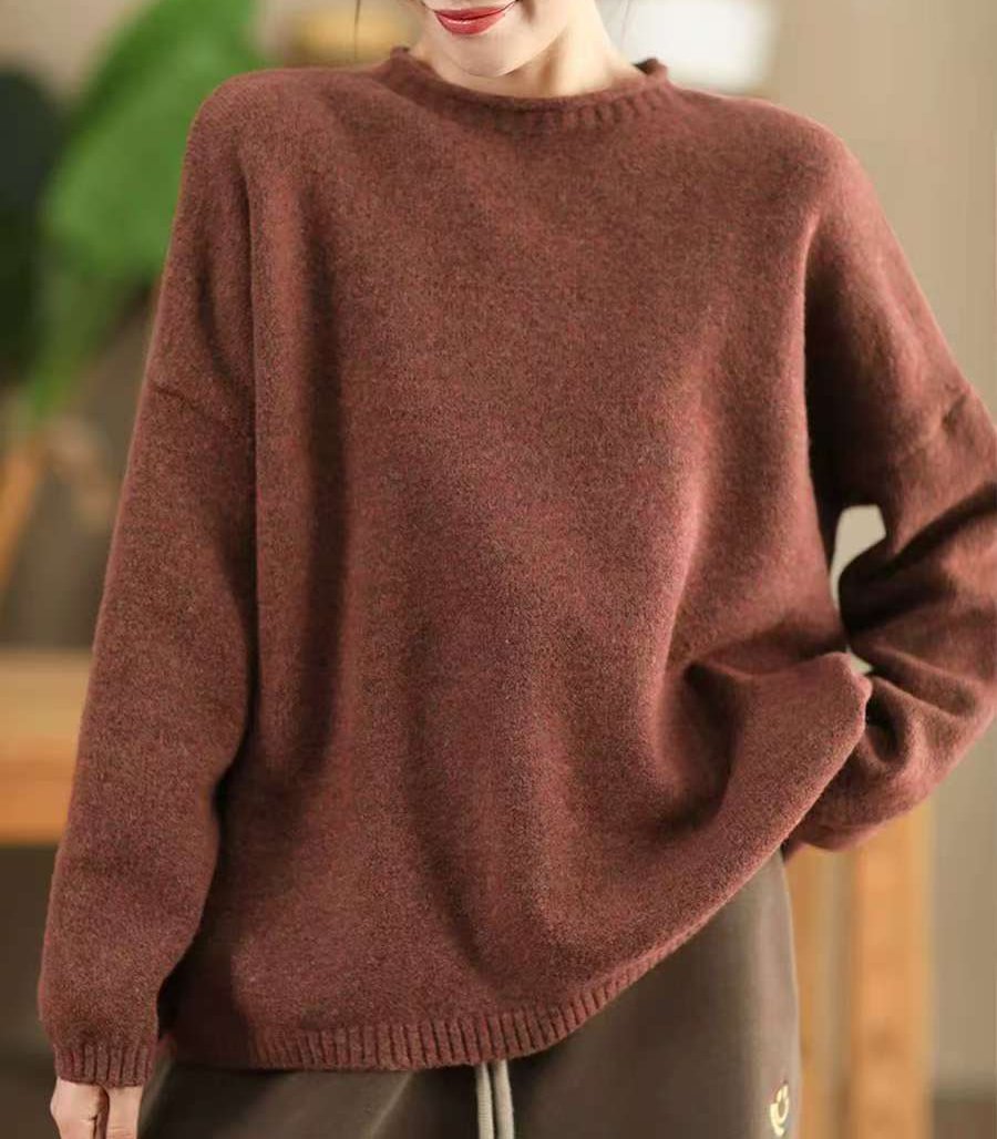 Loose Autumn Winter Fleece Warm Knitted Sweater