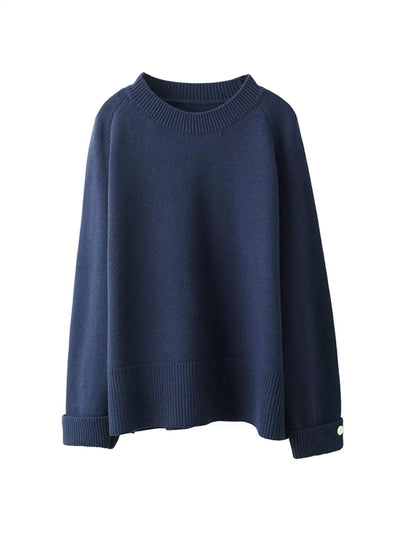 Women Autumn Winter Solid Color Retro Thickened Ribbed Sweater