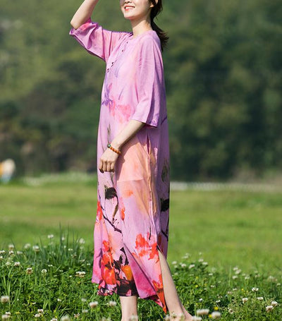 Babakud Floral Printed Cotton Linen Dresses