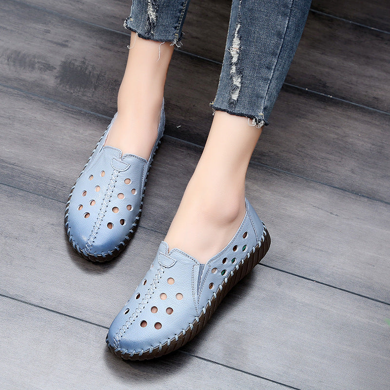 Women Summer Leather Casual Slip On Sandals