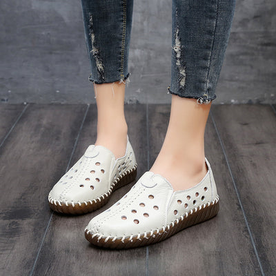 Women Summer Leather Casual Slip On Sandals