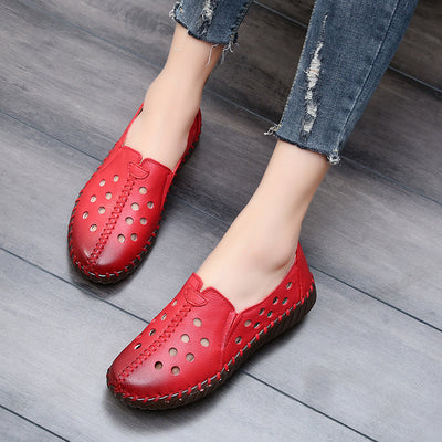 Women Summer Leather Casual Slip On Sandals