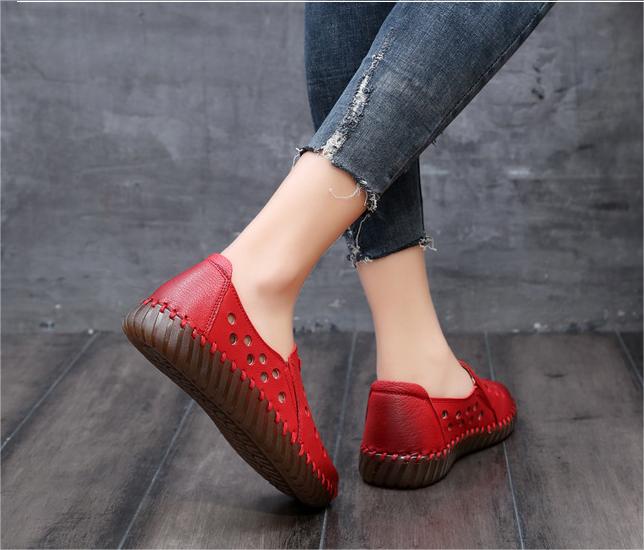 Women Summer Leather Casual Slip On Sandals