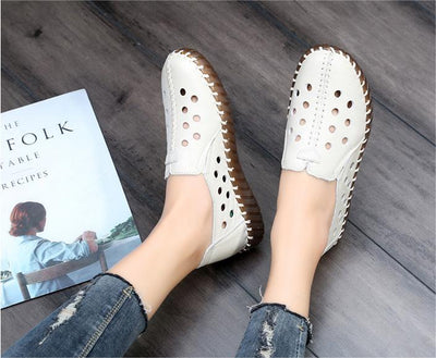 Women Summer Leather Casual Slip On Sandals