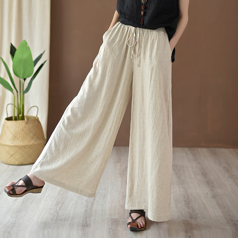 Spring Summer Women Linen Casual Pants