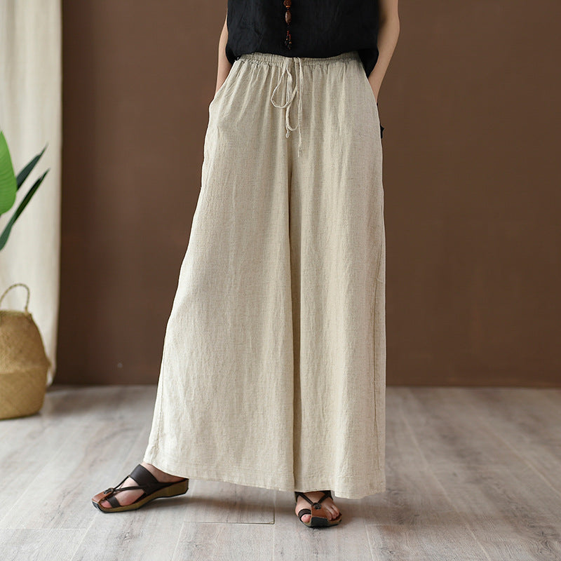 Spring Summer Women Linen Casual Pants