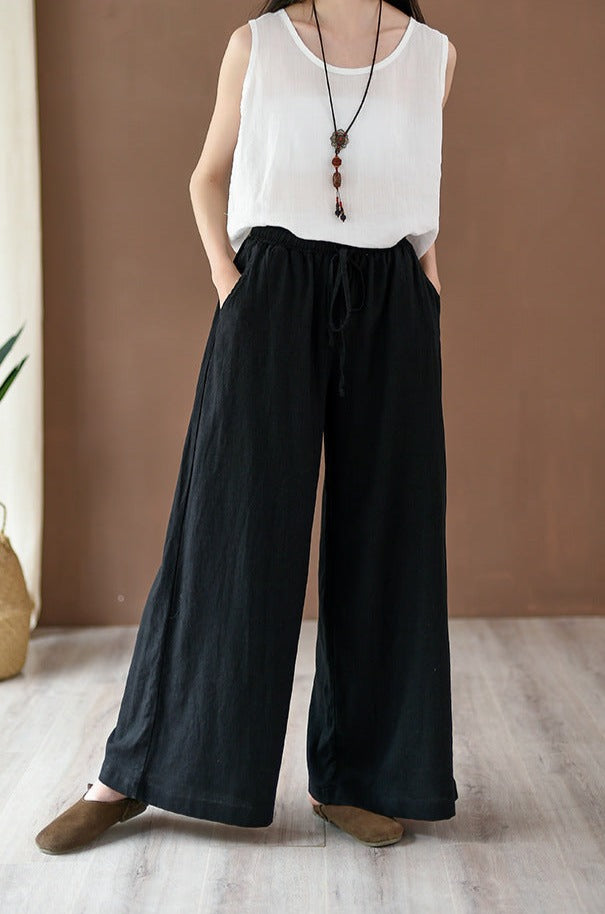 Spring Summer Women Linen Casual Pants