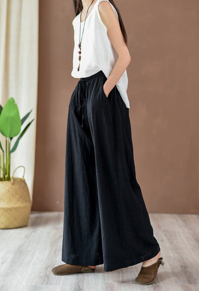 Spring Summer Women Linen Casual Pants