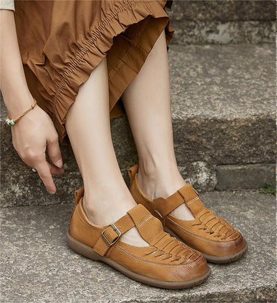 Spring Summer Retro Leather Casual Flat Shoes