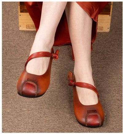 Retro Leather Patch-Color Casual Flat Shoes