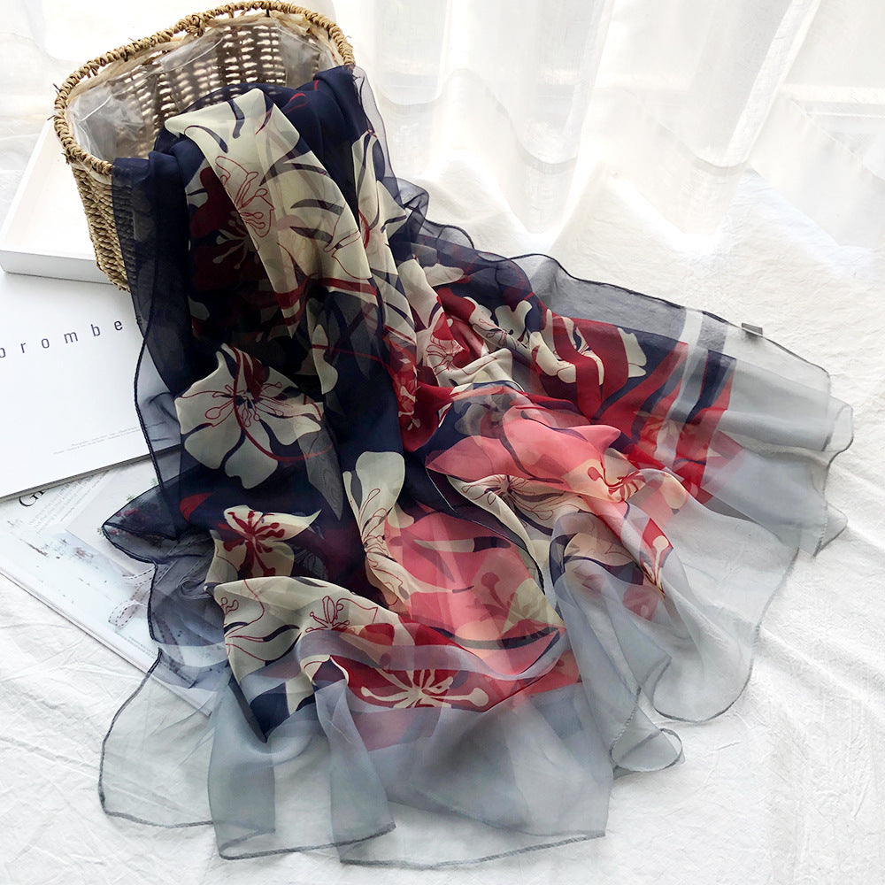 Babakud Floral Printed Silk Scarf