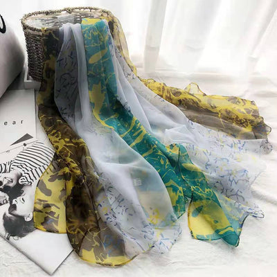 Babakud Floral Printed Silk Scarf