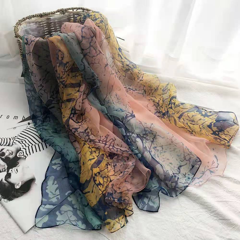 Babakud Floral Printed Silk Scarf