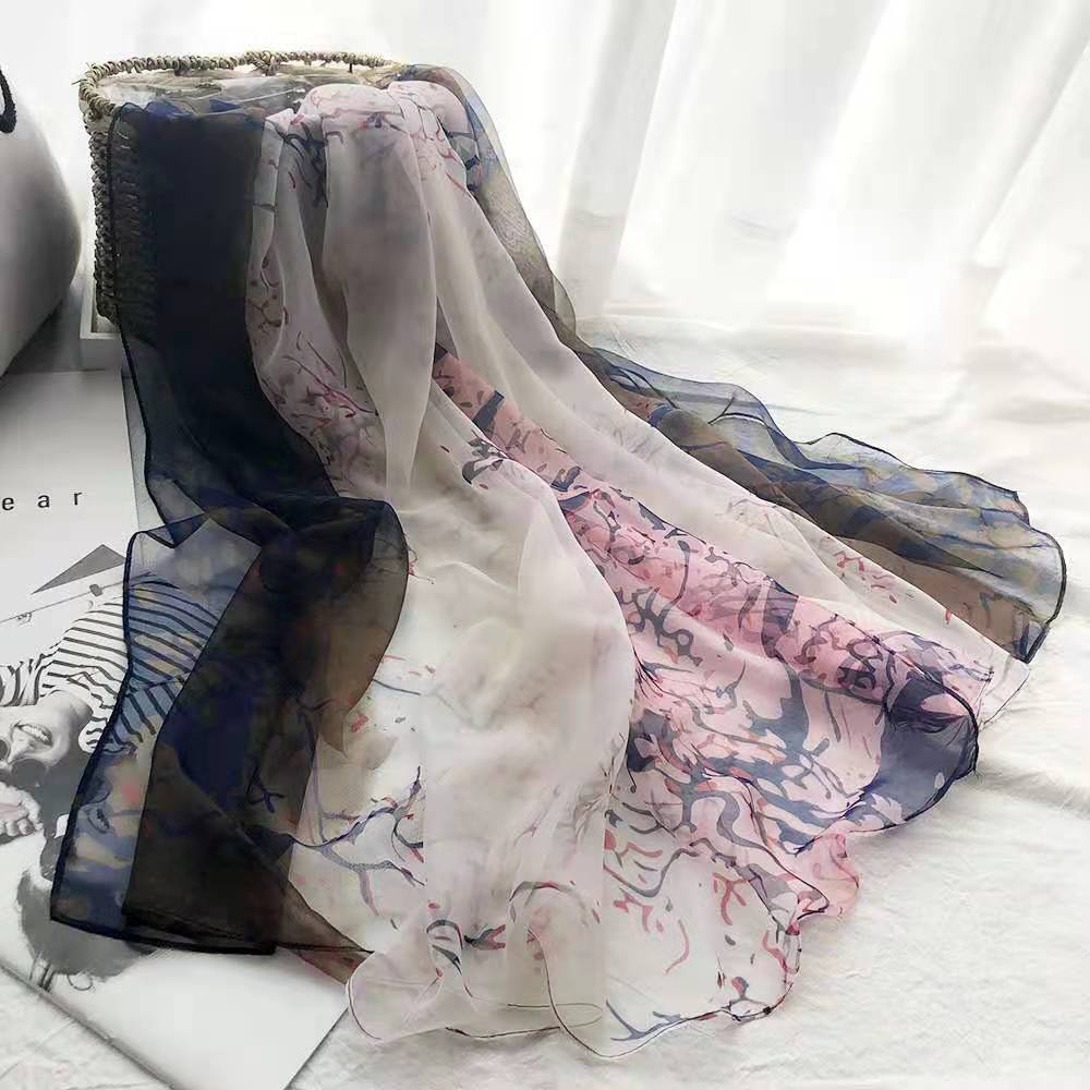 Babakud Floral Printed Silk Scarf