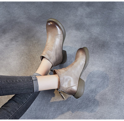 Bottes minimalistes en cuir noir souple de printemps 