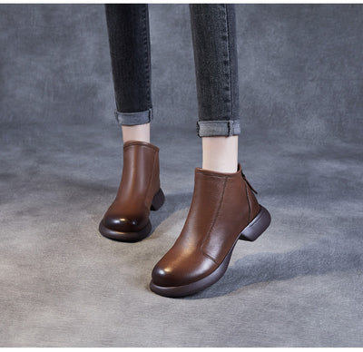 Spring Minimalist Soft Black Brown Leather Boots