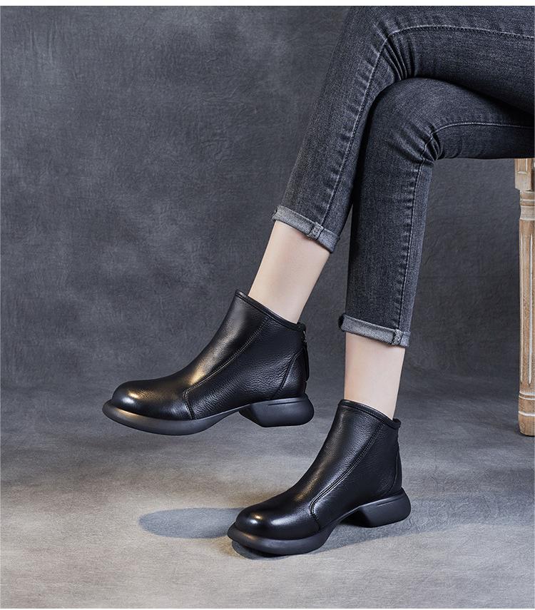 Bottes minimalistes en cuir noir souple de printemps 