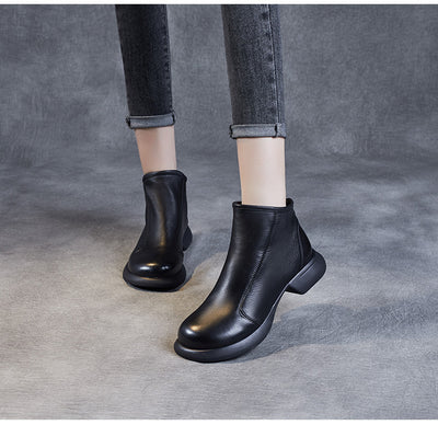 Bottes minimalistes en cuir noir souple de printemps 