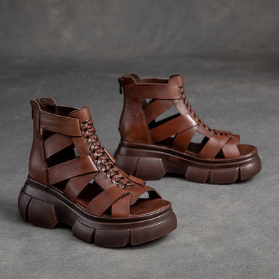 Women Summer Platform Leather Sandal Boots