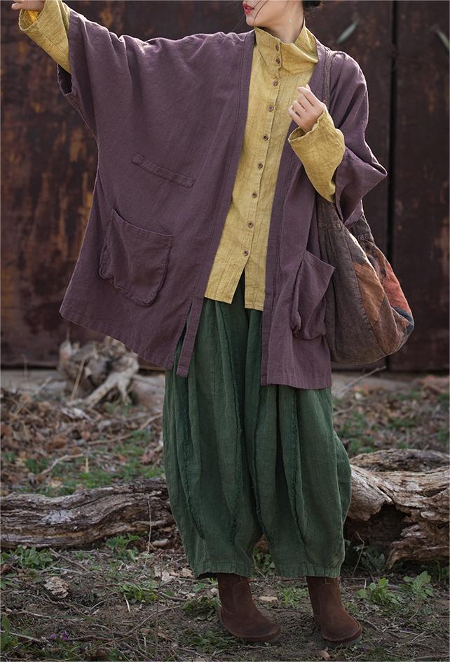 Linen Solid Color Long Cardigan