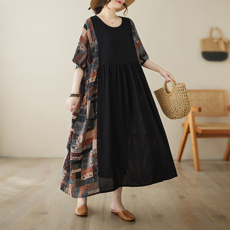 Women Summer Plus Size Loose Cotton Dress