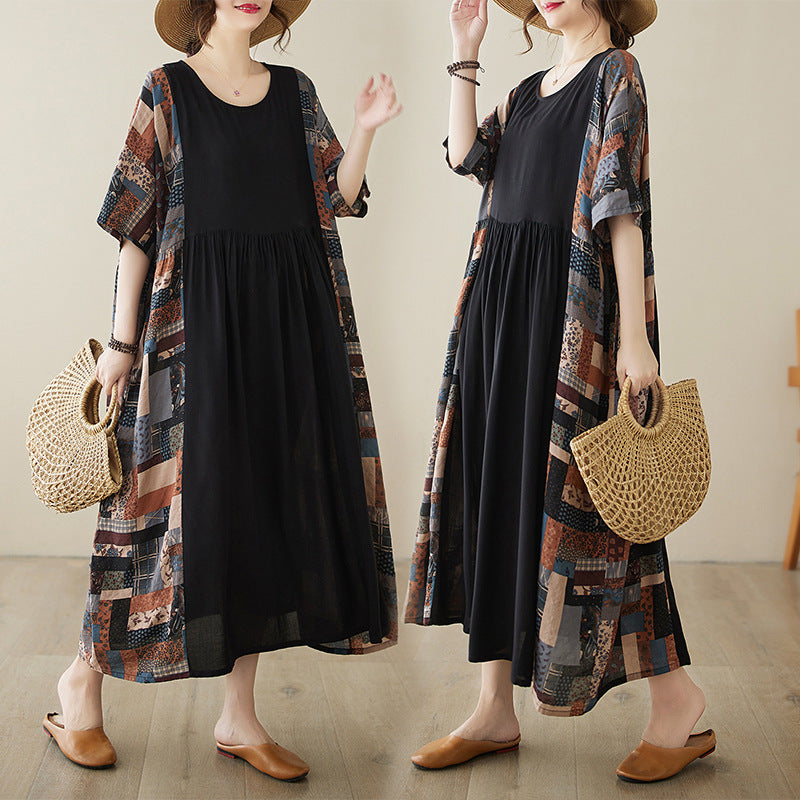 Women Summer Plus Size Loose Cotton Dress