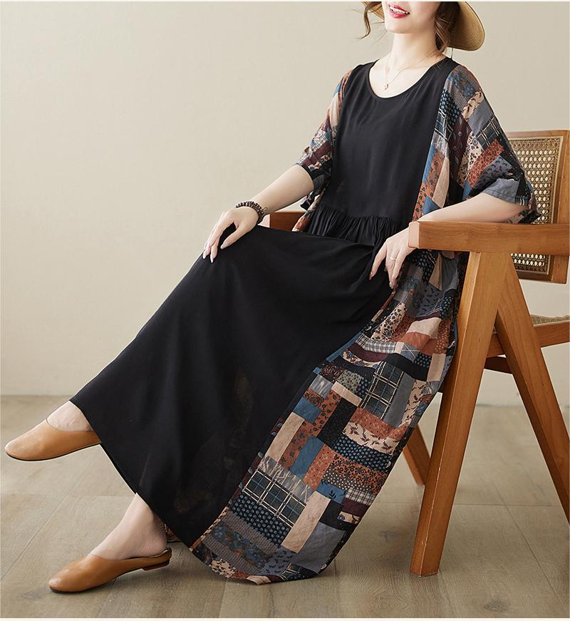 Women Summer Plus Size Loose Cotton Dress