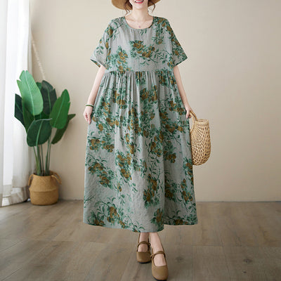 Women Summer Loose Retro Plus Size Dress