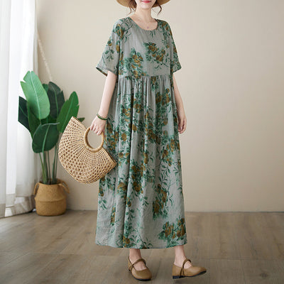 Women Summer Loose Retro Plus Size Dress