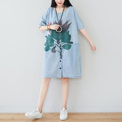 Summer Floral Printed Loose T-shirt Dress