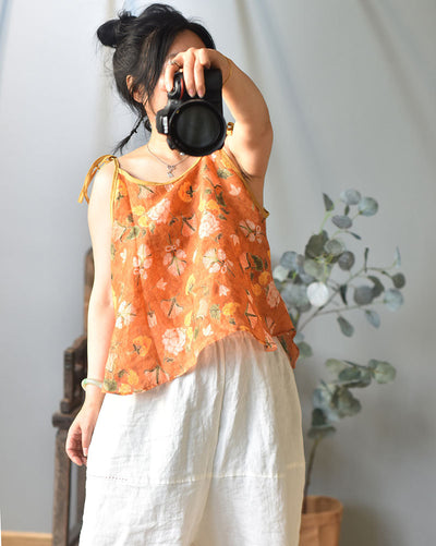 Women Summer Floral Printed Casual Vest