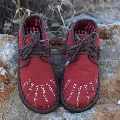 Red Winter Handmade Embroidered Warm Casual Cotton Cloth Shoes