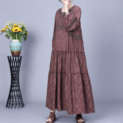 Babakud Ples Size-Printed Loose Spring Long Sleeves Dress