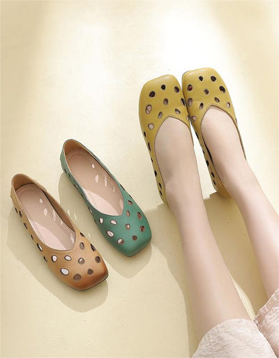 Comfortable Hollow Soft Sole Slip-ons Leather Shoes