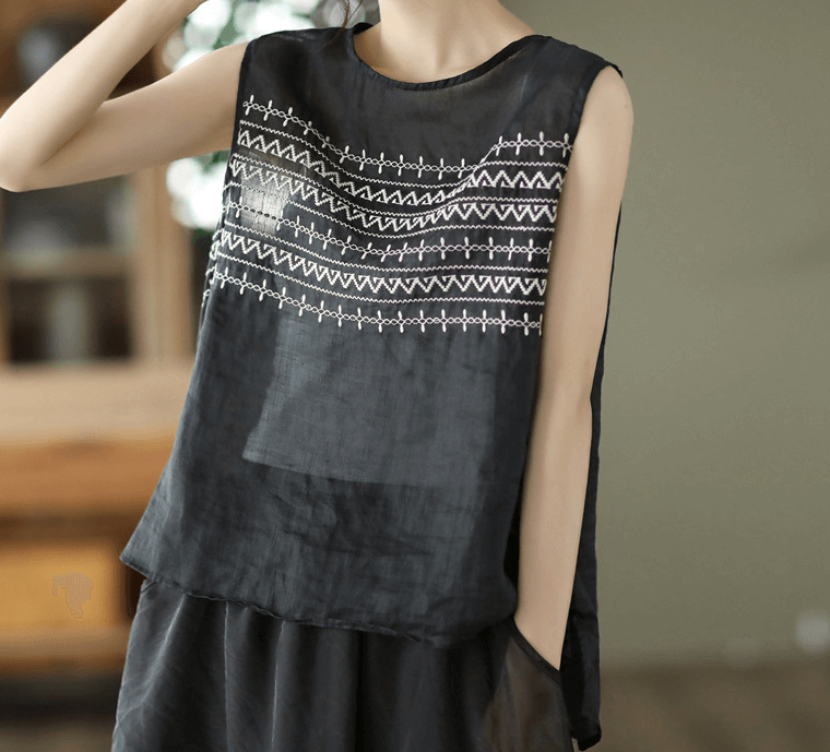 Babakud Women Artistic Ramie Sleeveless Top