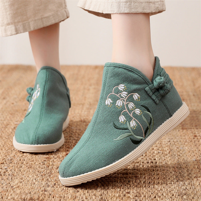 Ethnic Style Warm Embroidered Flat Cotton Shoes