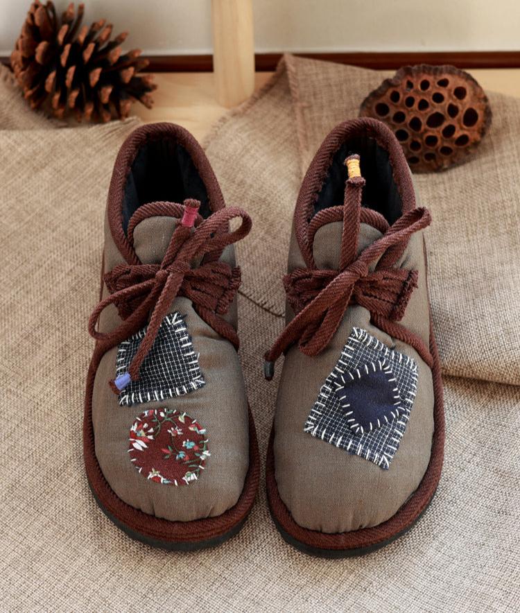 Women Embroidered Patchwork Warm Cotton Cloth Shoes