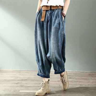 Women Elastic Waist Loose Harem Jeans