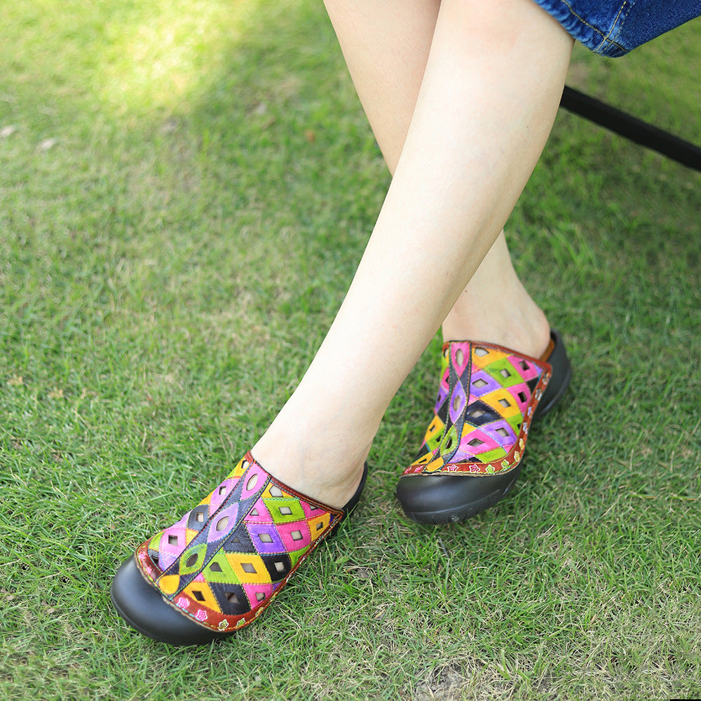 Ethnic Casual Comfortable Color Block Hollowed Slippers