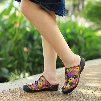 Ethnic Casual Comfortable Color Block Hollowed Slippers