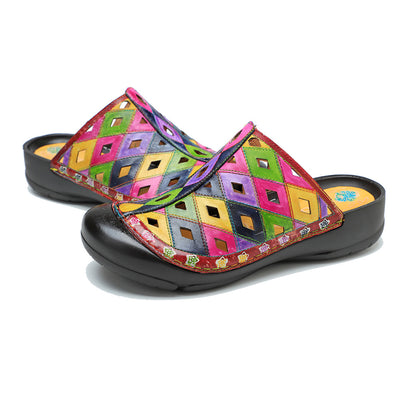 Ethnic Casual Comfortable Color Block Hollowed Slippers