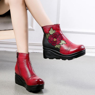 Ethnic Style Embroidered Wedge Boots