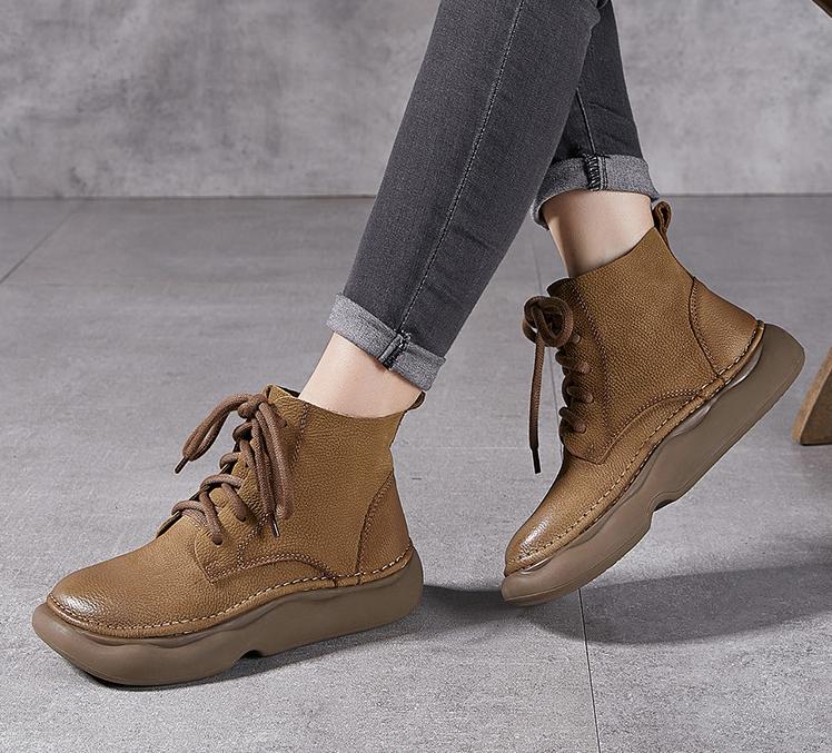 Ethnic Style Soft- Soled Platform Ankle Boots