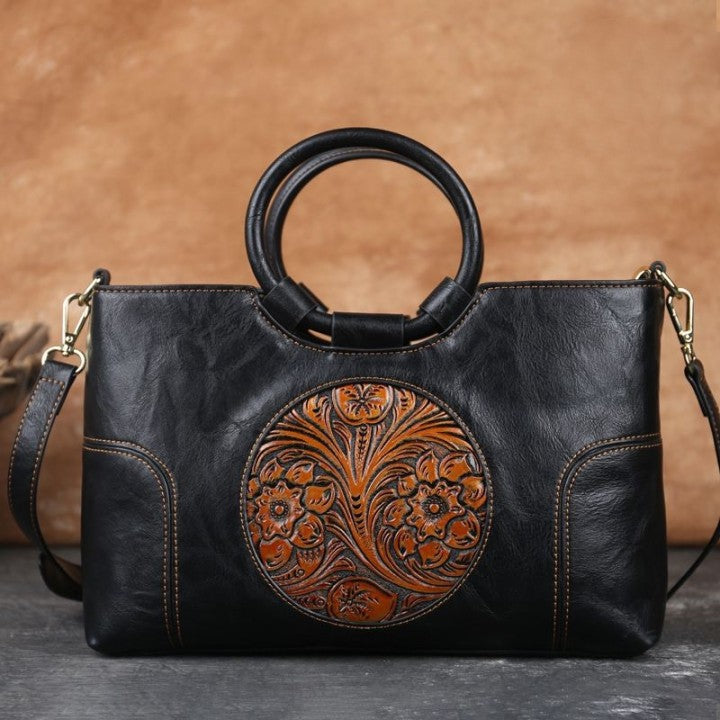 Fashion PU Embossed Retro Handbags