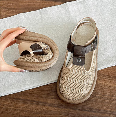 Linen Closed-Toe Thick Sole Mesh Breathable Sandals