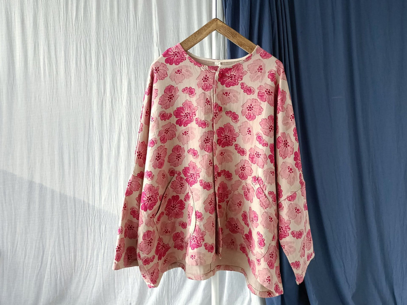 Loose Floral Printed Cotton Coats for Women