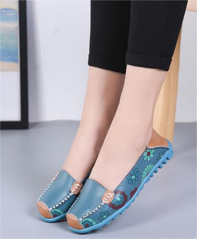 Plus Size Soft Soled Printed Leather Slip-Ons