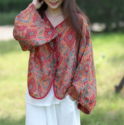 Retro Ethnic Style Loose Ramie Shirts for Women